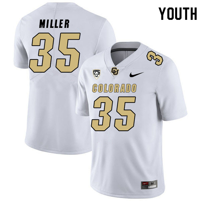 Youth #35 Brandon Miller Colorado Buffaloes College Football Jerseys Stitched Sale-White - Click Image to Close